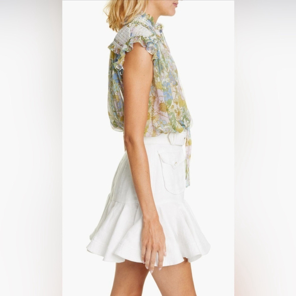 Zimmermann Super Eight Sheer Floral Silk Tie-Neck Blouse | Size 1 (XS) - Picture 6 of 15